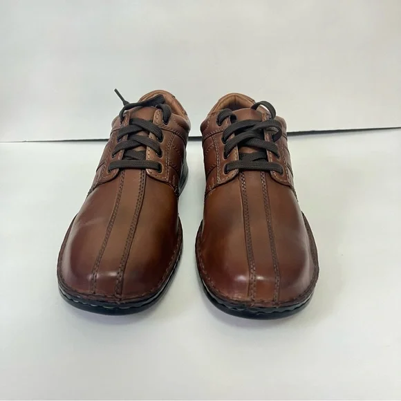 Clarks Men’s Brown Leather Touareg Vibe Wide Width Lace Up Classic Formal Shoes